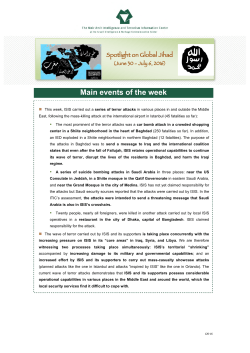 Main events of the week - The Meir Amit Intelligence and Terrorism