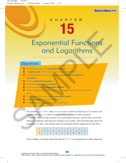Exponential Functions and Logarithms