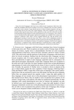 Lexical exceptions in stress systems: Arguments from early