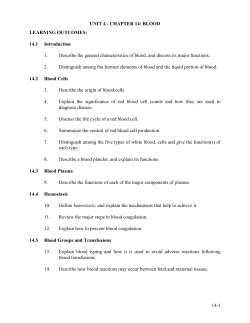 CHAPTER 14: CARDIOVASCULAR SYSTEM: BLOOD