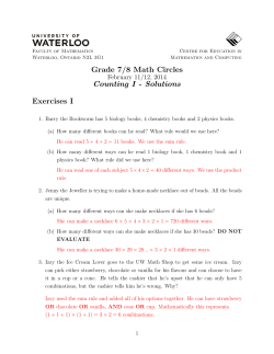 Grade 7/8 Math Circles Counting I - Solutions Exercises I