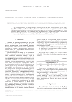 The Technology and Structural Properties of Special Glass Modified