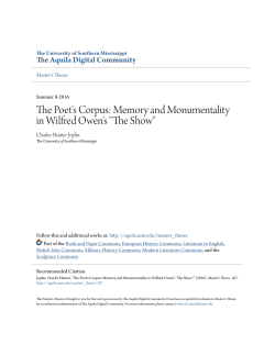 The Poet`s Corpus: Memory and Monumentality in Wilfred Owen`s