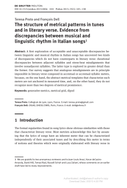 The structure of metrical patterns in tunes and in literary - Crlao