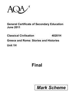 GCSE Classical Civilisation Mark Scheme Unit 1H