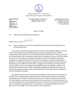 Commonwealth of Virginia Virginia Board for People with