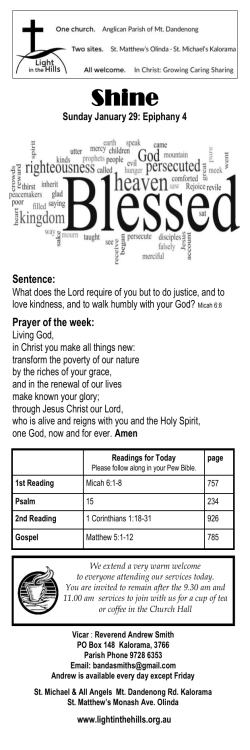 Sentence: Prayer of the week