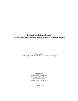 April 19, 2010 Evaluation of Sinkhole Data