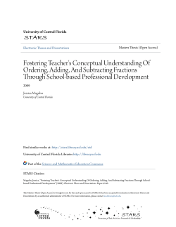 Fostering Teacher`s Conceptual Understanding Of Ordering, Adding