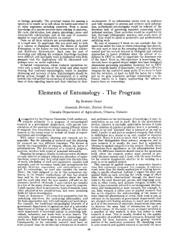 Elements of Entomology&Acirc;&Scaron;The Program