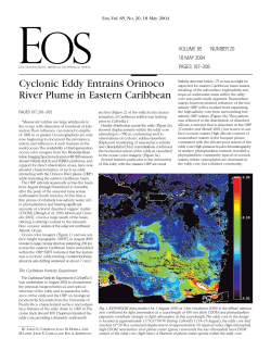 Cyclonic Eddy Entrains Orinoco River Plume in Eastern Caribbean