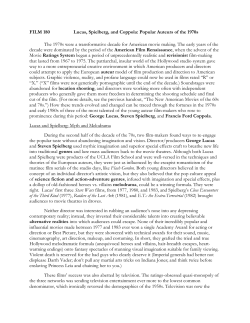 FILM 180 Lucas, Spielberg, and Coppola: Popular