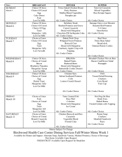 March 5 - April 8, 2017 - Birchwood Senior Living