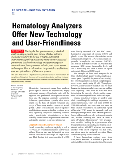 Hematology Analyzers Offer New Technology and User
