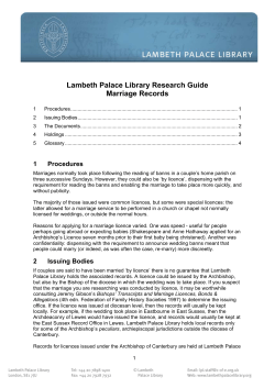Lambeth Palace Library Research Guide Marriage Records