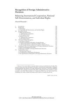 Recognition of Foreign Administrative Decisions