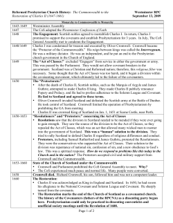 1649-1660 - Westminster Reformed Presbyterian Church