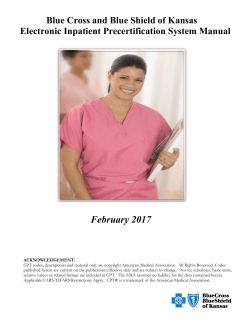 Precertification Manual - Blue Cross and Blue Shield of Kansas