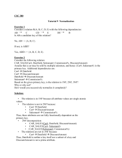 CSC 380 Tutorial 9 Normalization Exercise 1 Consider a relation R