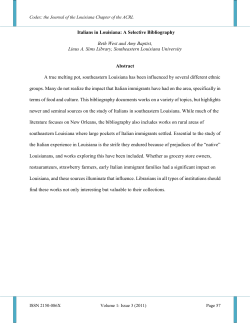 Italians in Louisiana - Codex: the Journal of the Louisiana Chapter