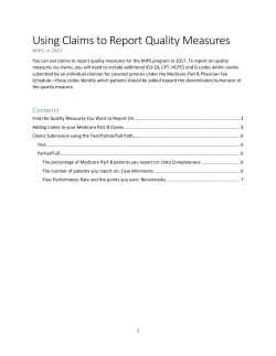 Reporting Quality Measures via Claims