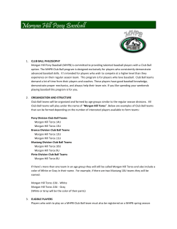 1. CLUB BALL PHILOSOPHY Morgan Hill Pony Baseball (MHPB) is