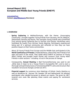 Annual Report 2012 European and Middle East Young Friends