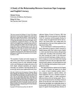 A Study of the Relationship Between American Sign Language and