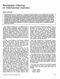 Newspaper indexing: an international overview - The Indexer