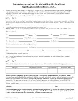 Disclosure of ownership form - Select Health of South Carolina