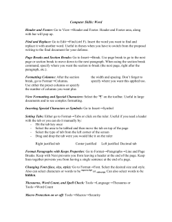 Computer Skills: Word Header and Footer: Go to View&rarr;Header and