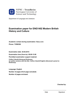 Examination paper for ENG1402 Modern British History and