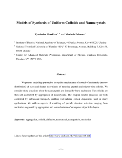 Models of Synthesis of Uniform Colloids and