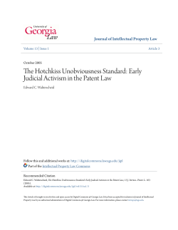The Hotchkiss Unobviousness Standard: Early Judicial Activism in