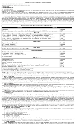 Grantham University Prepaid Visa Initial and Service Fees Fee Type