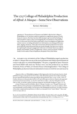 The 1757 College of Philadelphia Production of
