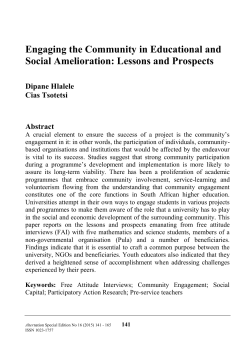 Engaging the Community in Educational and Social Amelioration