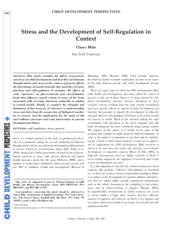 Stress and the Development of SelfRegulation in