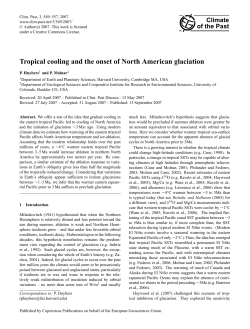 (2007), Tropical cooling and the onset of North American glaciation