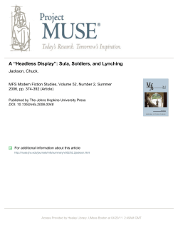 A &ldquo;Headless Display&rdquo;: Sula, Soldiers, and Lynching