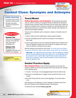 Context Clues: Synonyms and Antonyms