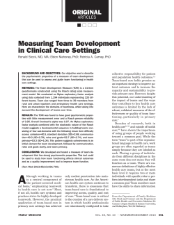 Measuring Team Development in Clinical Care Settings