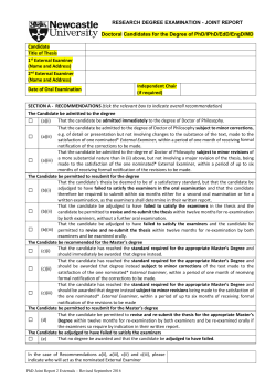 Joint Report of 2 External Examiners for a Doctoral Degree
