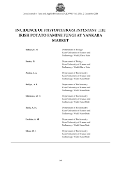 incidence of phytophthora infestant the irish potato famine fungi at