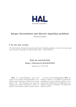 Integer factorization and discrete logarithm problems - HAL