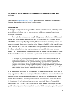 The Norwegian Welfare State 2005-2015