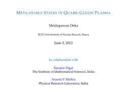 META-STABLE STATES IN QUARK-GLUON PLASMA