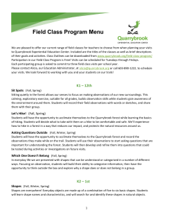 Field Class Program Menu