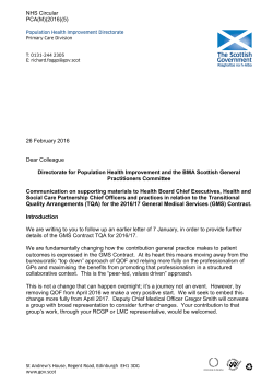 Directorate for Population Health Improvement and the BMA Scottish
