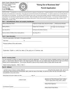 "Going Out of Business Sale" Permit Application